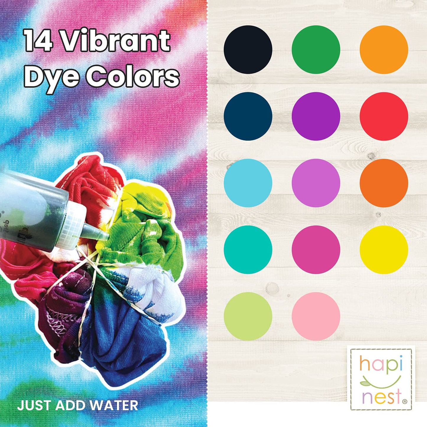 Hapinest Tie Dye Party Kit Arts and Crafts Gifts for Kids Girls and Boys Group Activities for Teens Ages 8 9 10 11 12 13 Years and Up - 18 Pre-Filled Bottles with 14 Vibrant Colors