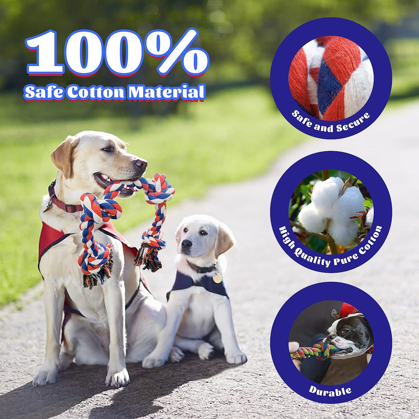 LARGE Dog Rope Toys (Extremely Durable and Strong) For Large And Medium Dog - EXTRA LARGE DOG TOYS For Aggressive CHEWERS - NEARLY INDESTRUCTIBLE - Sturdy Rope - Tug Of War Rope for Teething (5PCS)