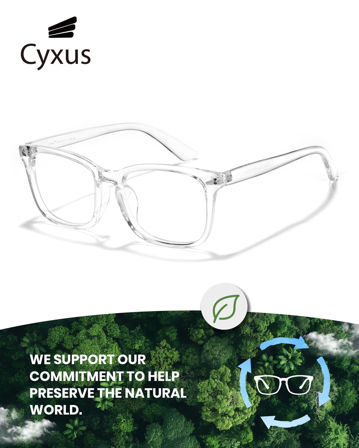 Cyxus Clear Blue Light Glasses for Women Men Reduce Eye Strain UV Blocking for Computer Screen