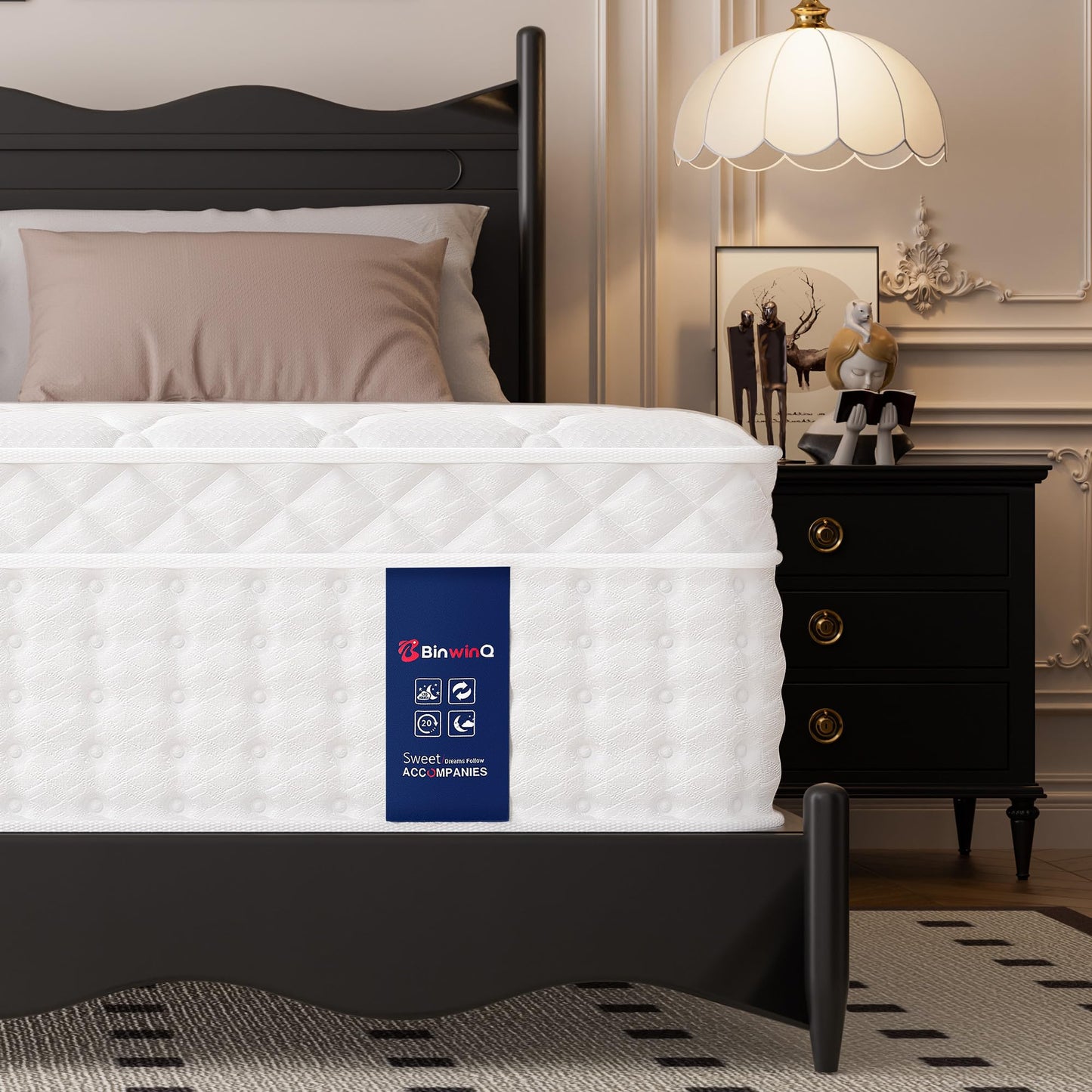 BinwinQ 12 Inch Full Size Hybrid Mattress in a Box, Plush Mattress with Memory Foam & Individually Pocketed Springs, Zoned Support, Pressure Relief & Comfort Sleep, CertiPUR-US Certified