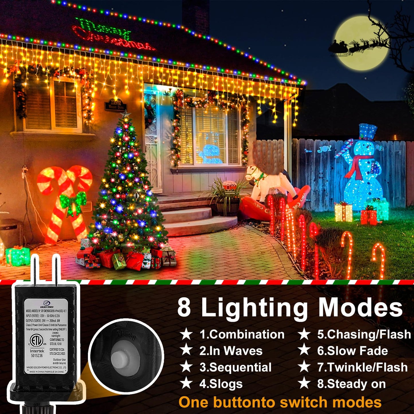 Heceltt Christmas Lights Outdoor, 131FT 1280 LED Ice Lights for Outside, 90 Drops Ice String Lights with 8 Modes, Waterproof Timer & Memory for Yard, Garden, Eaves, Patio, Party (Warm White)