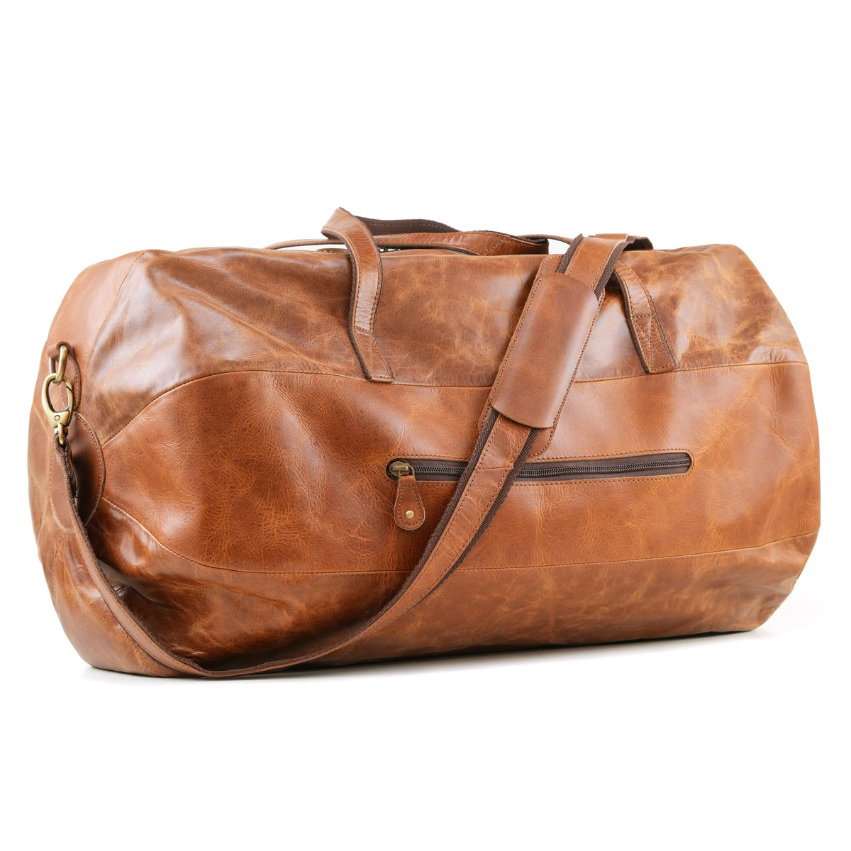 Handmade World Leather Duffle Gym Sports Bag For Men Women 'The GoalGear' Carry all Luggage Hold all Travel Overnighter Weekender Bag (With Strap)