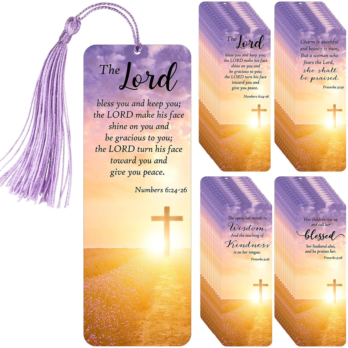 Chiisong 100 Sets Christian Bookmark for Mom Mother's Day Gift Bible Verses Bookmark with Tassel Religious Inspirational Scripture Book Marks, Gift for Mom Mother's Day Women Church Book Lover