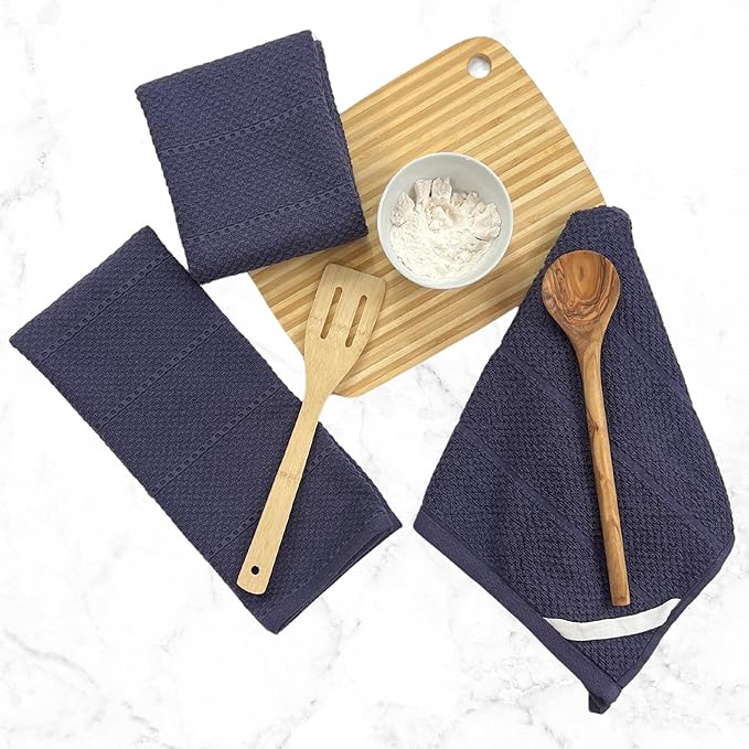 Eggplant Purple Kitchen Hand Dish Towels: Oversized 28" x 18", 100% Cotton