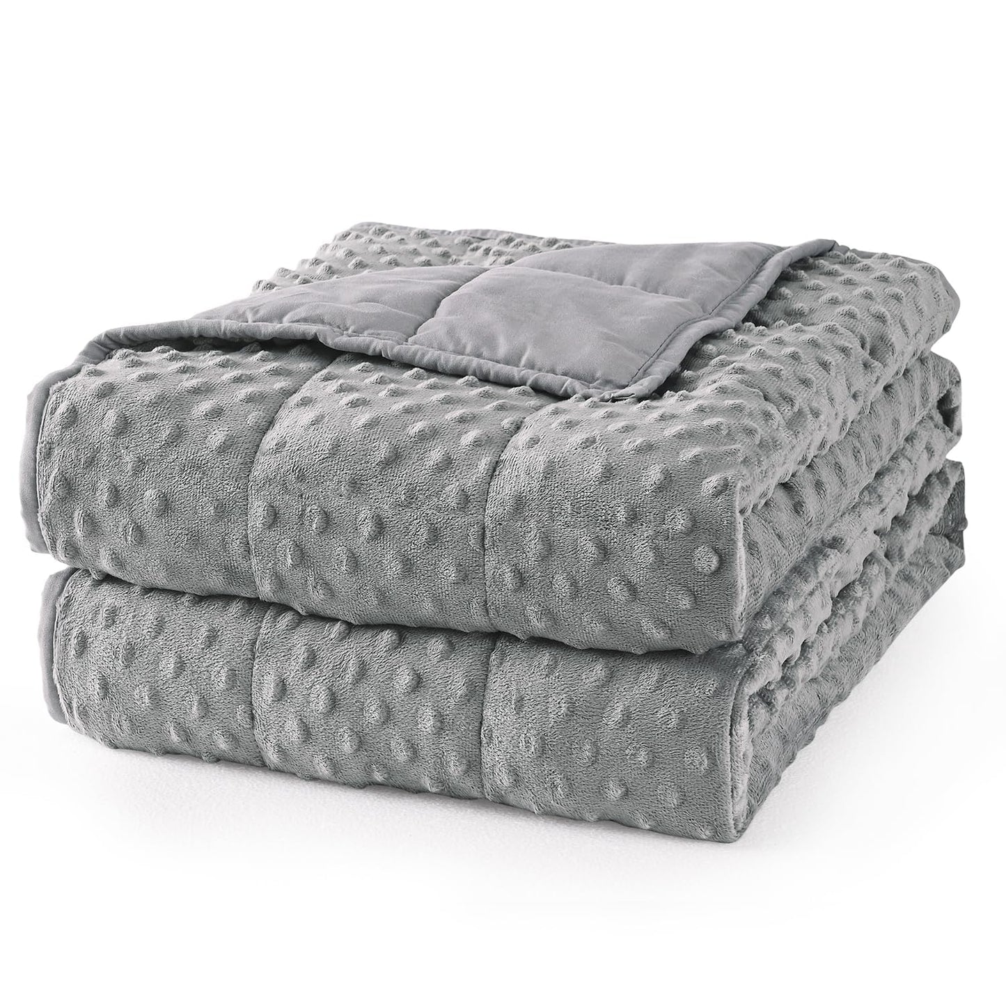 Mr. Sandman Weighted Blanket for Adults Queen Size 18 lbs, Soft Cooling Heavy Minky Blanket for Sleep, Washable Throw Blanket with Glass Beads, 60 x 80 Inches, Grey
