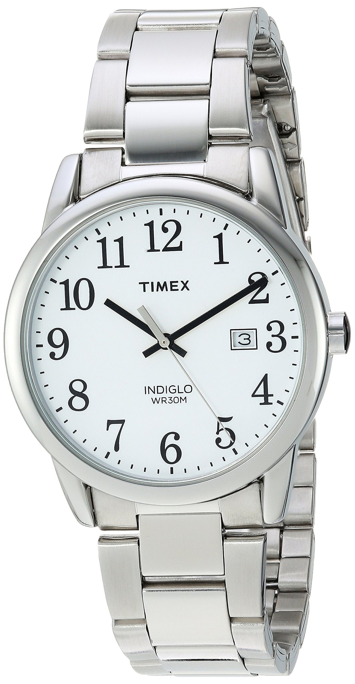 Timex Men's Easy Reader 38mm Watch – Silver-Tone Case White Dial with Silver-Tone Stainless Steel Bracelet