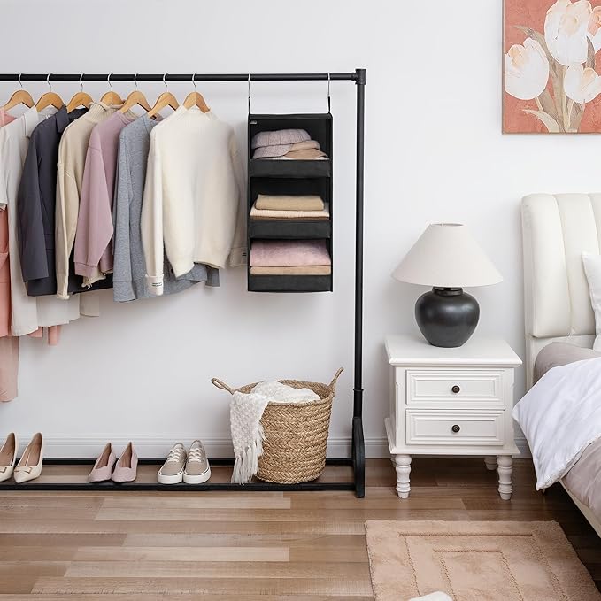 GRANNY SAYS 3-Shelf Hanging Closet Organizer, Collapsible Closet Hanging Shelves