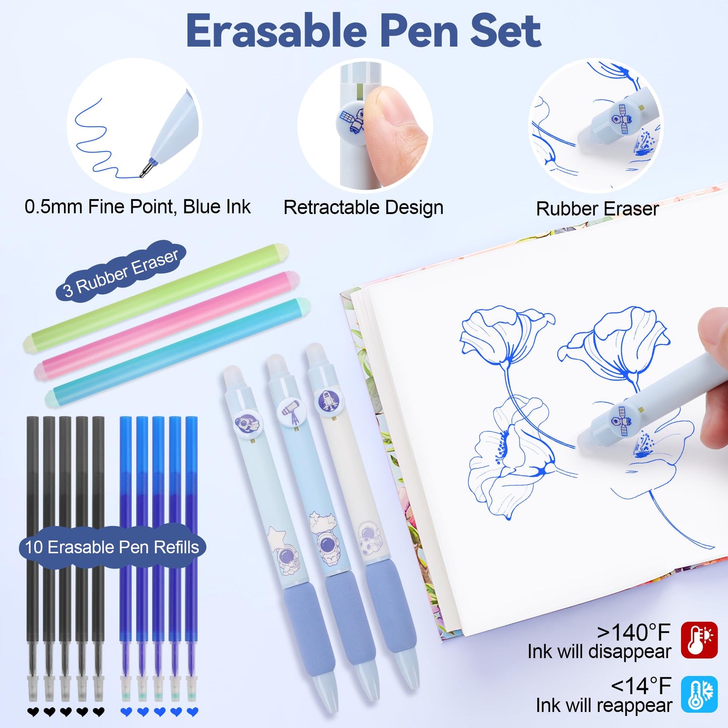 DazSpirit 61 PCS Aesthetic School Supplies with Cute Pencil Case, No Bleed Highlighters, Gel & Erasable Pens, Mechanical Pencils, Refills, Complete College Essentials Stationery Kit for Women