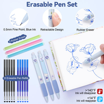 DazSpirit 61 PCS Aesthetic School Supplies with Cute Pencil Case, No Bleed Highlighters, Gel & Erasable Pens, Mechanical Pencils, Refills, Complete College Essentials Stationery Kit for Women