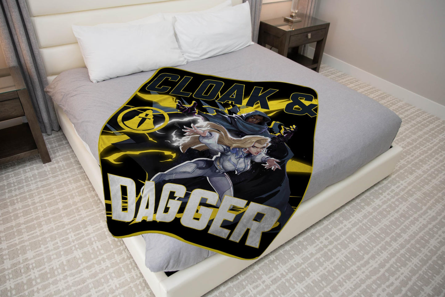 Jay Franco Kids Plush Throw Blanket – Soft & Cozy Fleece Throw for Bedroom & Couch Décor, Official Licensed Product, Multi - Marvel Rivals Clock & Dagger, 46x60 - Throw Blanket