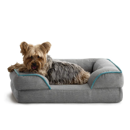 Brindle Orthopedic Memory Foam Pet Bed with Wrap Around Bolster - Plush Dog and Cat Bed - Removable Velvet Cover