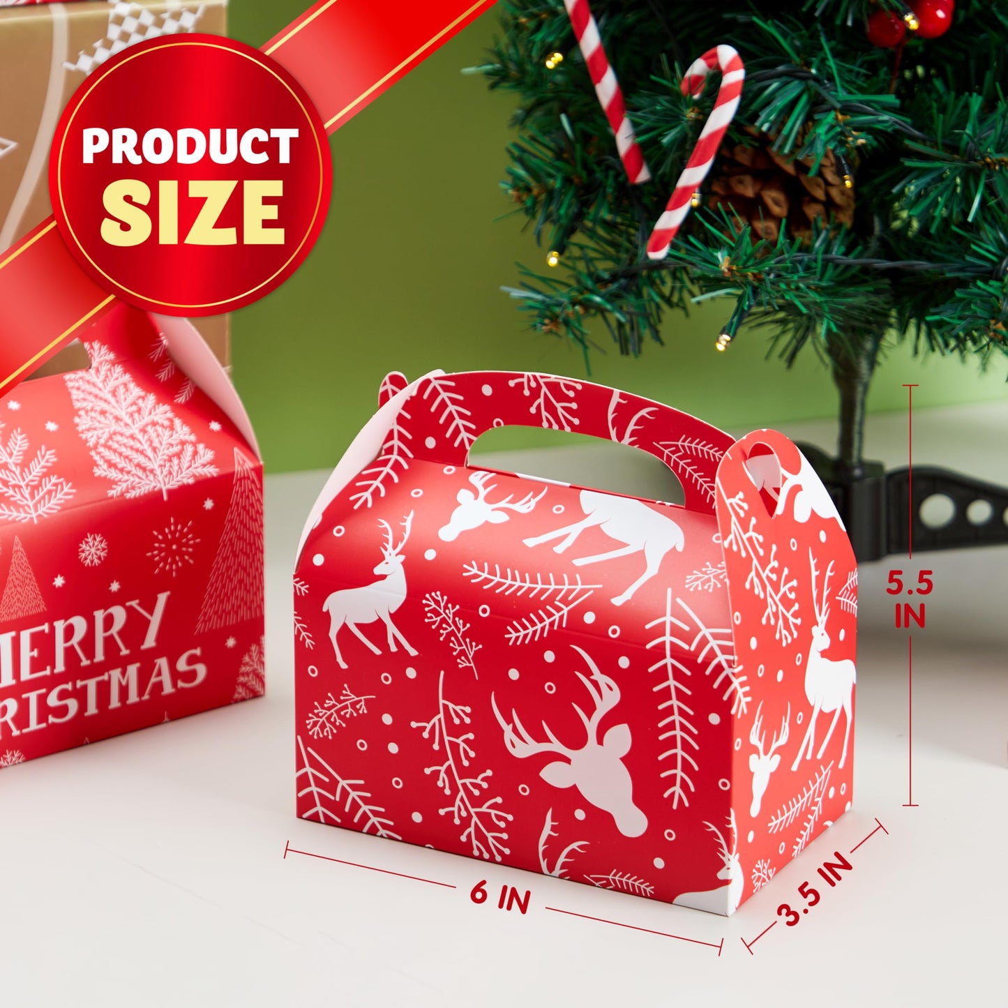 JOYIN 24 PCS 3D Christmas Treat Gift Wrap Boxes for Holiday Xmas Presents, Bakery Cookie Boxes for Gift Giving, Cardboard Goodie Candy Box for Desserts Wrapping, School Classroom Party Favor Supplies