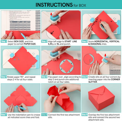 BAOFALI 3-in-1 Punch Board for Envelopes Gift Boxes Bows with Indentation Pen for Creating Custom Envelopes, Bows, and Gift Boxes Birthday Party of Different Sizes. Card Making and DIY Projects