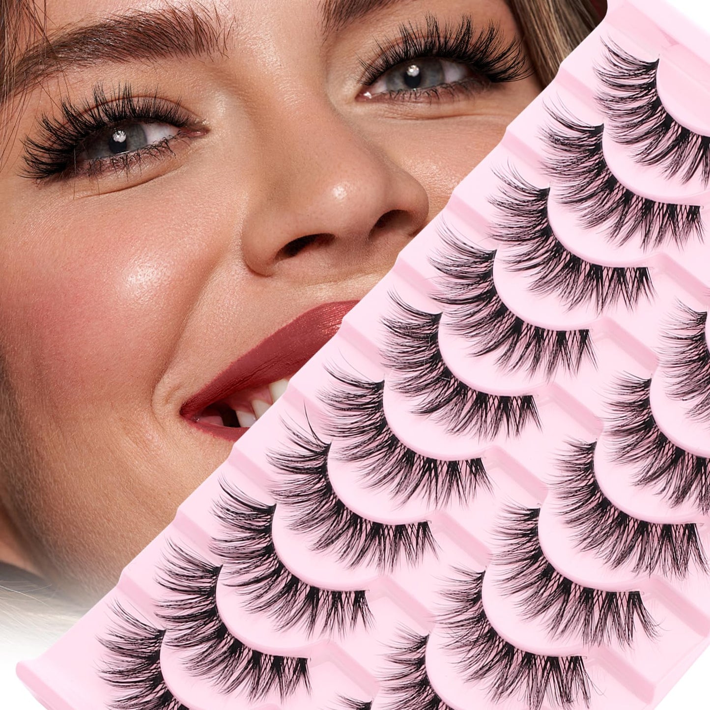 False Eyelashes Fluffy Look Strip Lashes Mink Wispy Fake Lashes Charming Fake Eyelashes By GEMERRY, 10 Pairs