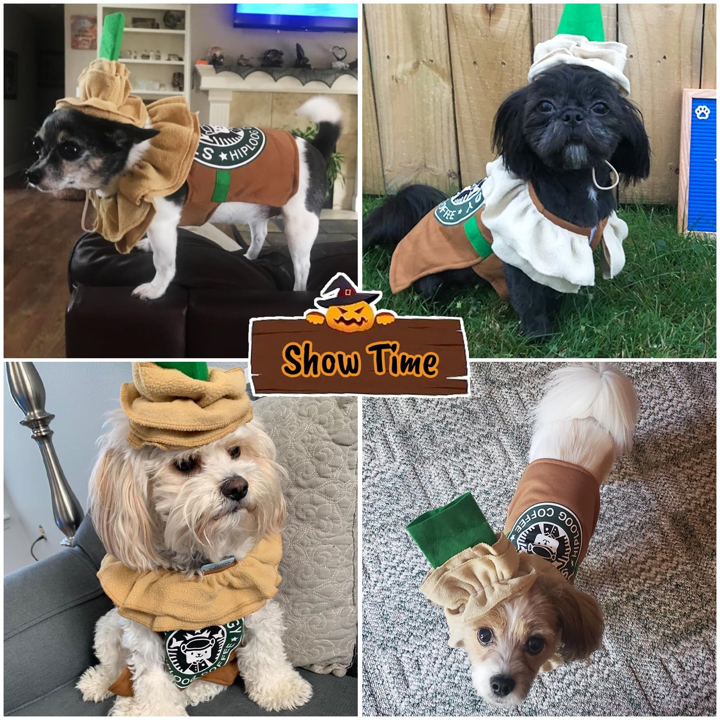 Dog Costume Clothes Latte Coffee Dog Halloween Costumes for Small Medium Dogs, Pet Cat Outfit Puppy Cosplay Outfit Christmas Party Special Events Photo Props Dress up Accessories