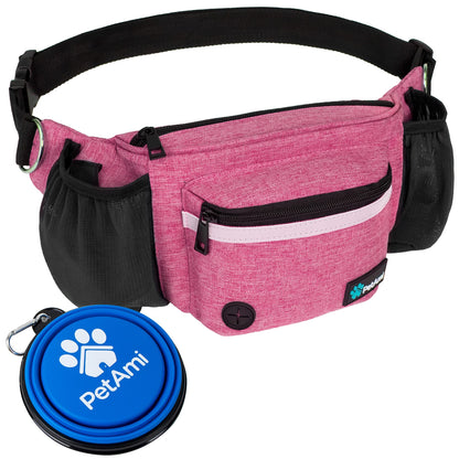 PetAmi Dog Fanny Pack, Treat Pouch for Dog Walking, Training, Built in Poop Bag Dispenser, Water Bottle Holder, Collapsible Bowl, Pet Treat Waist Belt for Hiking, Running, Kibbles (Camo Black)