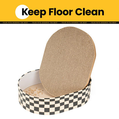 Conlun Cat Scratcher Box with 4 Cat Scratching Board Reversible Scratch Pad, Heavy Duty Corrugated Cardboard Pet Bed Lounger Kitty Scratchers for Indoor, Protects Furniture,Kittens Gifts-Large