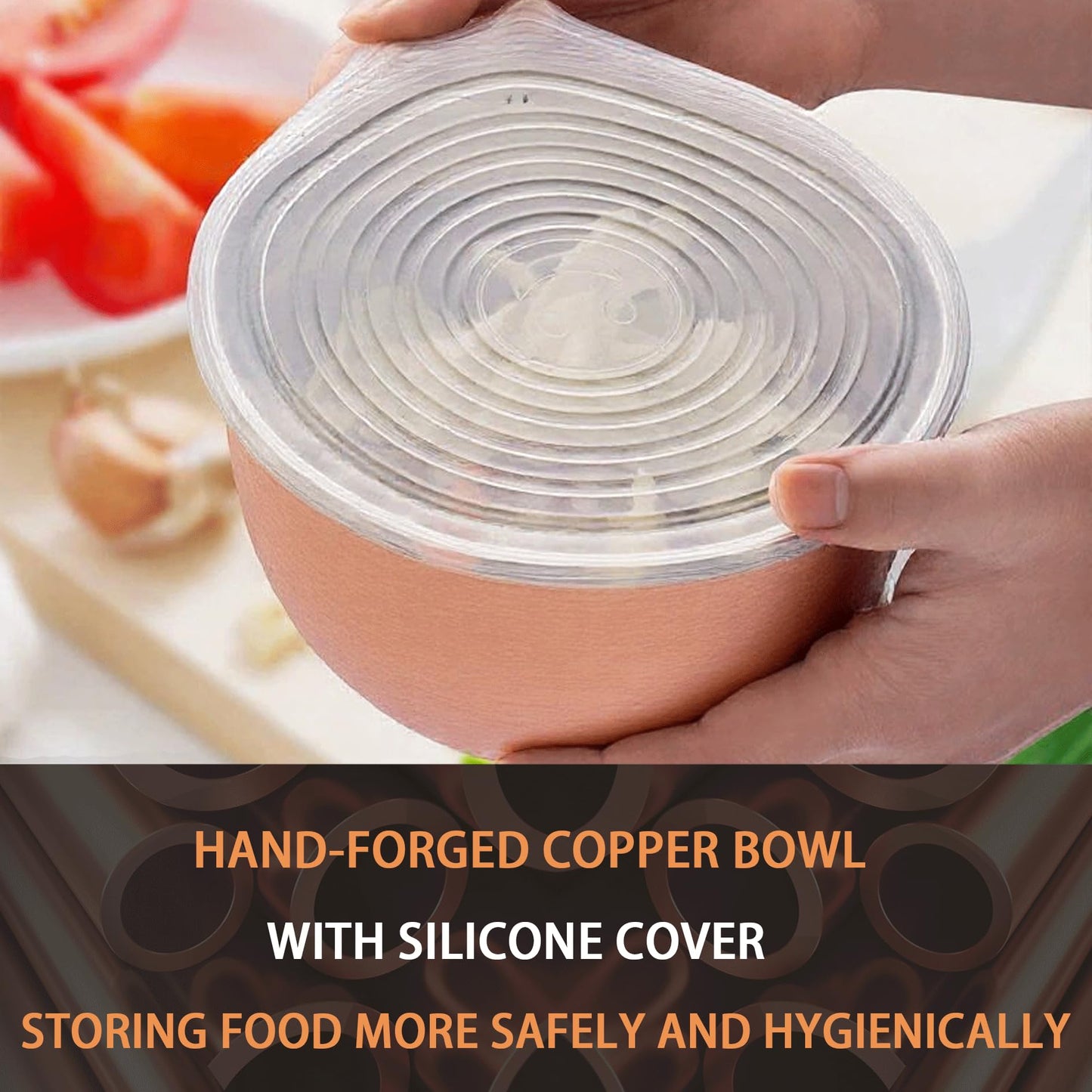 Purecopper-Medium 5.11'' Round Solid Copper Bowl - Handmade Decorative and Serving Bowls, Bowls for Food, Decoration, Condiments, Salt and Spices (4)