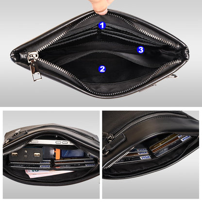 Eshow Mens Wristlet Bag Clutch Purse Handbags Synthetic Leather Bags with Wrist Strap Zip Closure 7.9 Inch for Business Travel Work