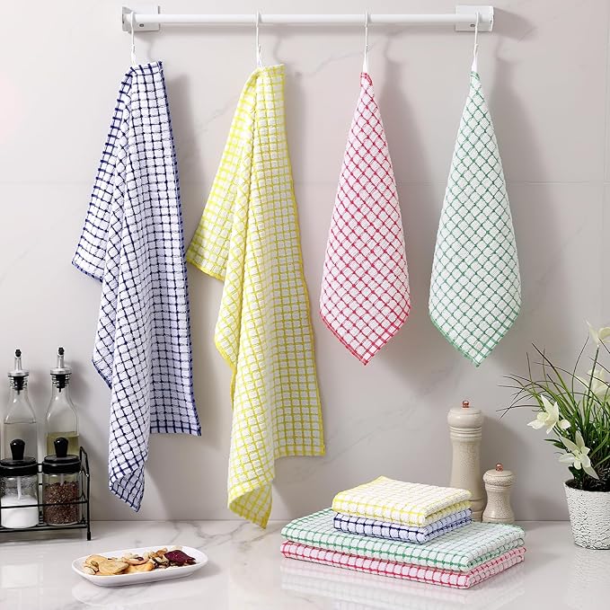 Homaxy Kitchen Towels and Dishcloths Set, 16 x 25 and 12 x 12 Inches, Super