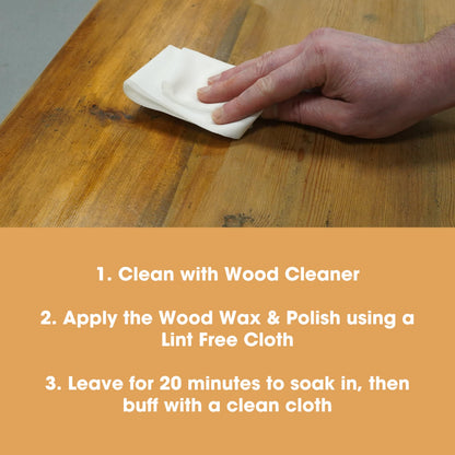 Furniture Clinic Natural Wood Wax & Polish - Beeswax Polish for Wood With Added Orange Oil & Carnauba Wax - Clear Finish for Finished & Unfinished Wood - Polish For Furniture & More - 250ml