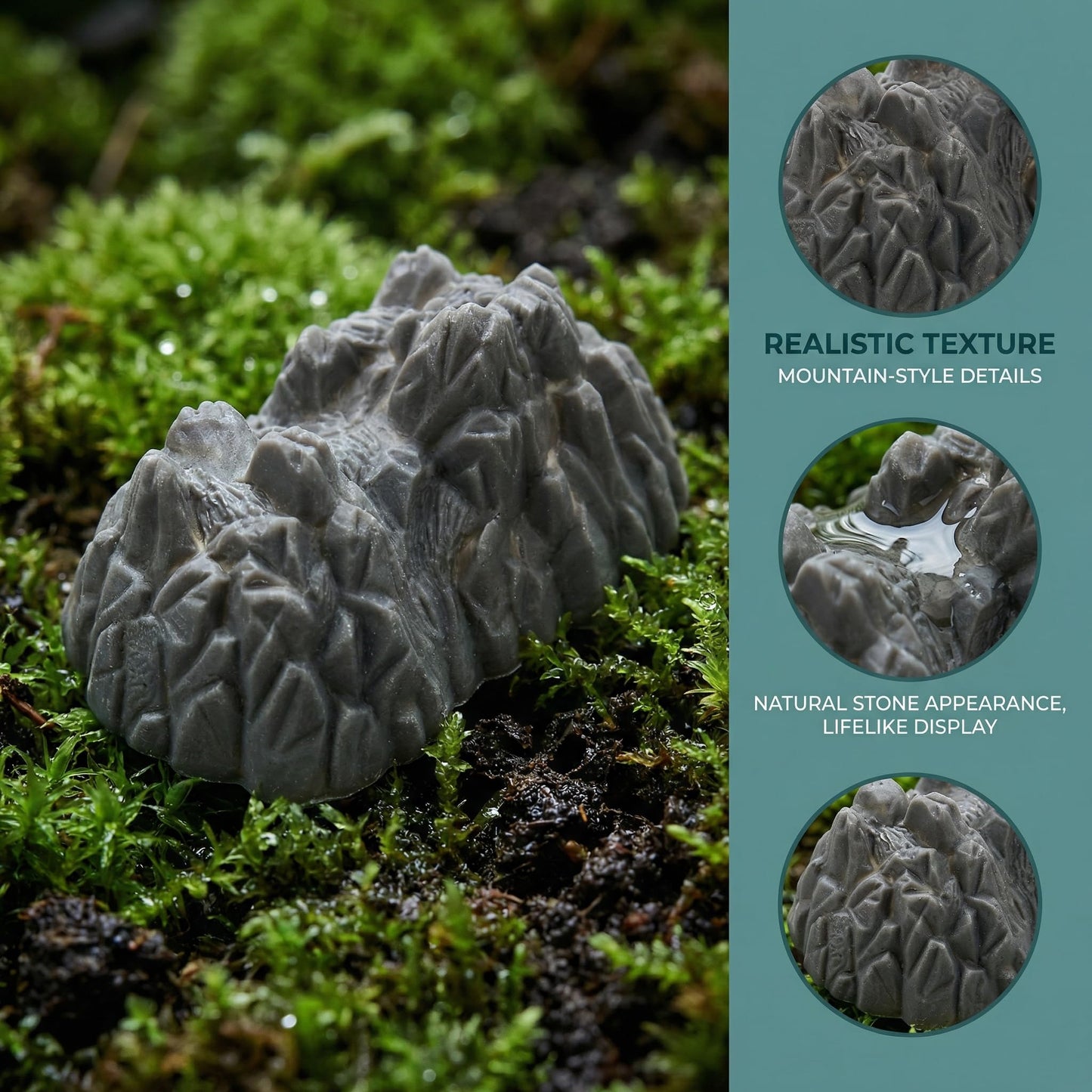 Homoyoyo 20pcs Mini Rockery Model, Fake Rock 2.55 Inch Plastic Landscape Miniature Fake Stone Rocks for Micro Landscape Decor Resin Moss Terrariums Bonsai Decor