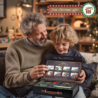 Christmas Steam Electric Train Set Gifts Box with Track, Lights, Music, Smoke, USB Rechargeable Battery,Includes Locomotive and Cars,Card Scene Setup, Under Christmas Tree, Holiday Toy for Kids Age 3+