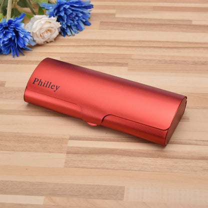 Philley Aluminum Ultra-Light Eyeglass Case Hard Shell Nearsighted Glasses Case for Women & Men(Grapefruit Red)