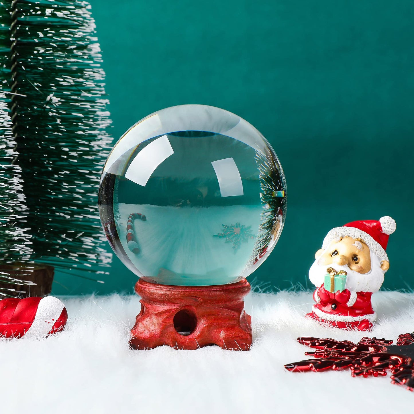 Modaier Crystal Ball 80mm Crystal Ball with Wooden Stand and Gift Box for Magic,lensball Photography,Family Decorative,Fortune Teller,Feng Shui,Witchcraft,Witchy Gifts,Witch Decor,and Halloween Decor