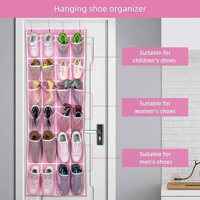 2 Pack Hanging Shoe Organizer，Over Door Shoe Organizer