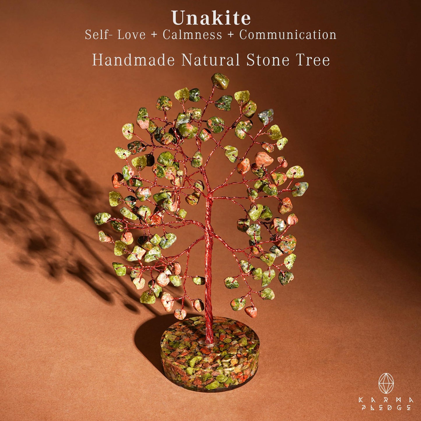 Unakite Crystal Tree of Life Birthday Gifts for Women, Men, Friends, Handmade Chakra Healing Crystals Tree for Home Office Decor, Positivity, Good Luck, Money, Unique Gifts for Her Mom, Sister, Dad