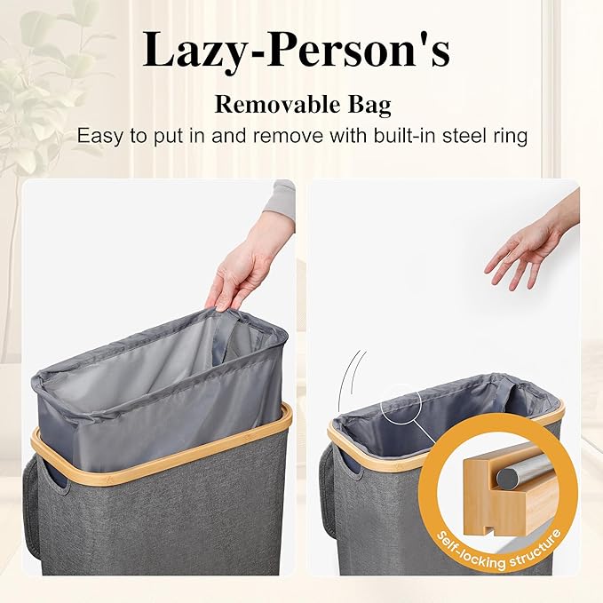 Slim Laundry Hamper, 60L Waterproof Narrow Laundry Basket