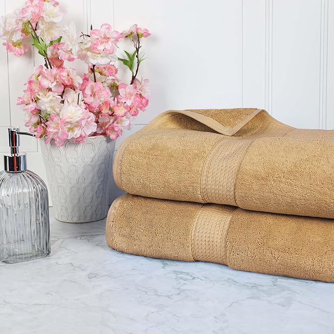 SUPERIOR Egyptian Cotton Pile Bath Sheet Set of 2, Ultra Soft Luxury Towels
