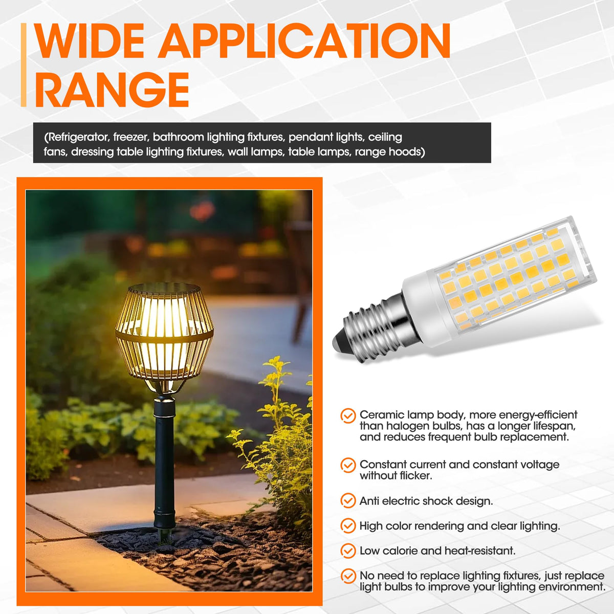 X-Molin E14 LED Refrigerator Light - Bulbs for Sewing Machines, Hood Hoods, Salt Stone lamp, Salt Crystal lamp-E14 Freezer LED Lamp, 500 Lumen AC110V-130V- 2Pack (3000K Warm White)