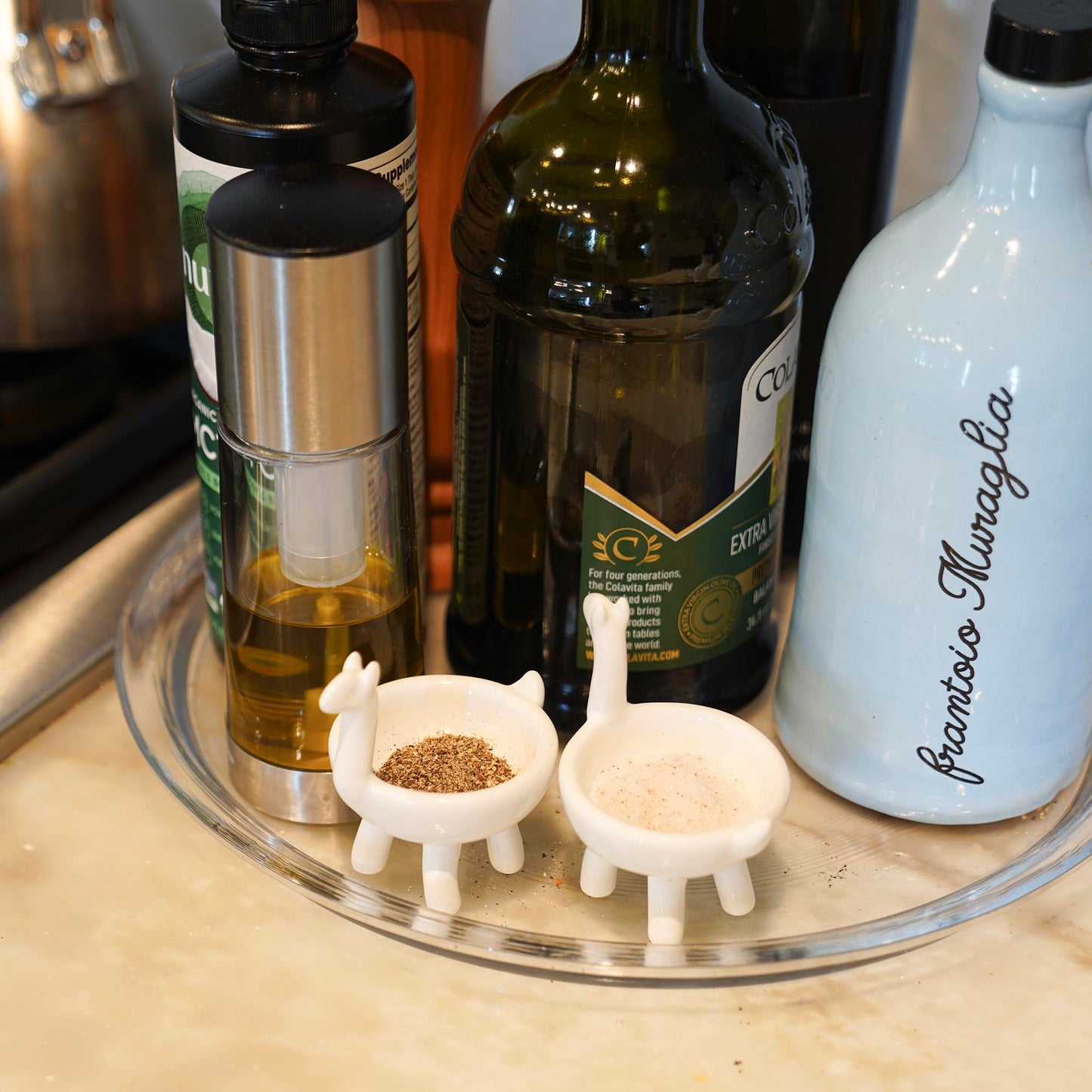 Fox Run Ceramic Llama Pinch Bowls, Set of 2 White Spice, Sauce, and Condiment Bowls, 2.36" x 3.15"