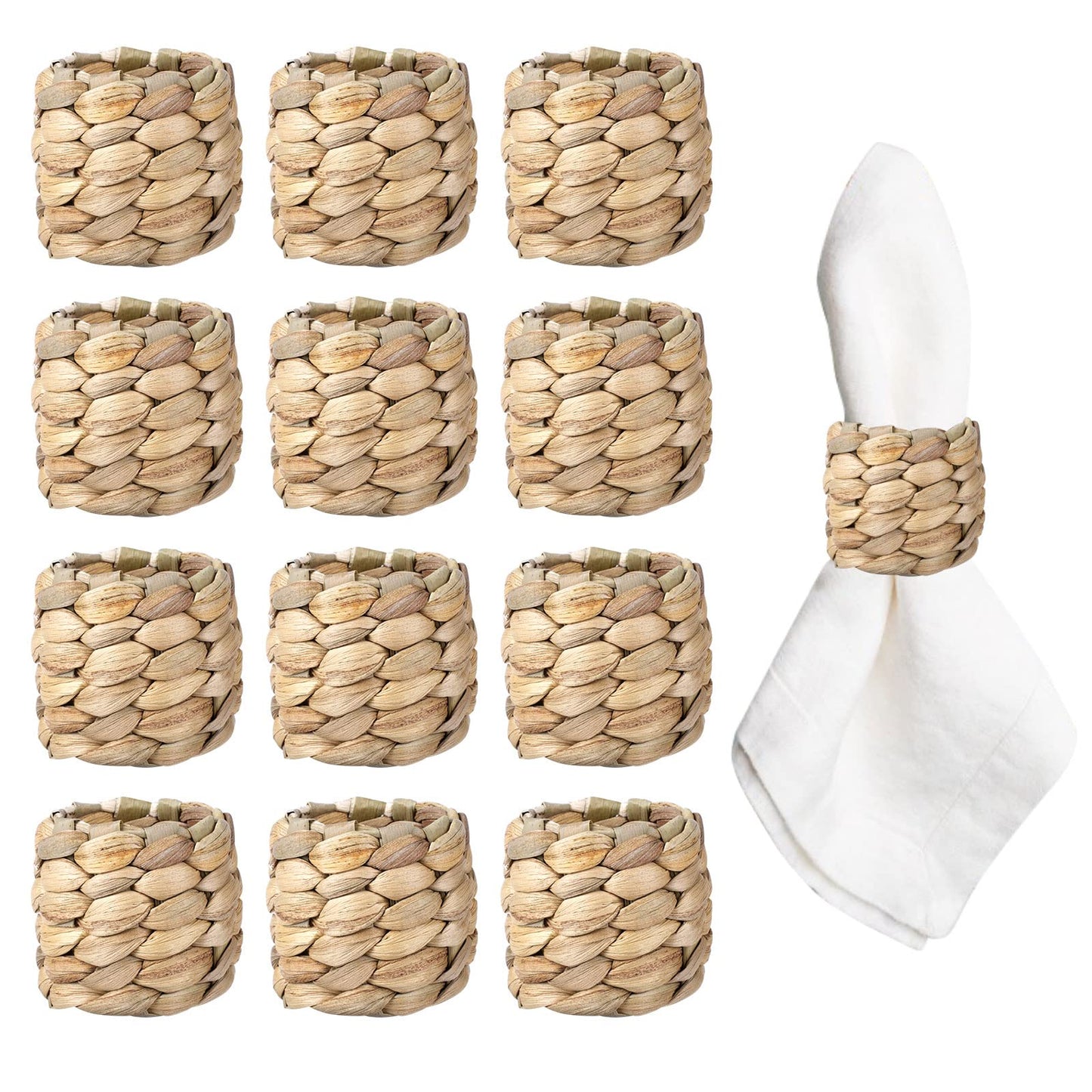 APTWOW Rustic Napkin Rings Set of 12, Hand-Woven Farmhouse Fall Napkin Rings, Holiday Party, Christmas, New Year Eve, Thanksgiving Dinnerware, Easter Napkins Rings
