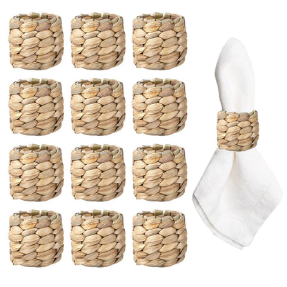 APTWOW Rustic Napkin Rings Set of 12, Hand-Woven Farmhouse Fall Napkin Rings, Holiday Party, Christmas, New Year Eve, Thanksgiving Dinnerware, Easter Napkins Rings