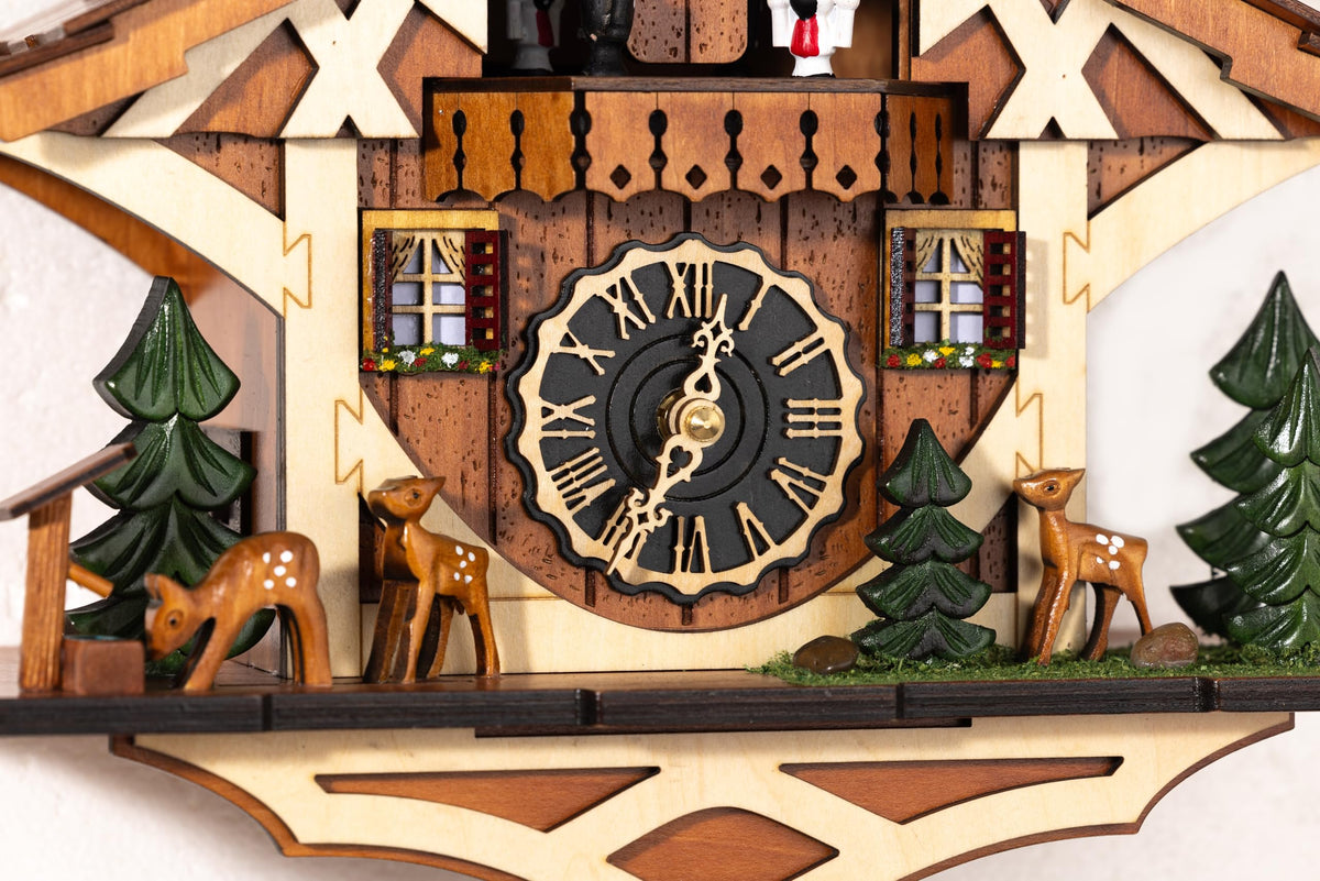 Cuckoopro Cuckoo Clock, Black Forest Style Wooden Pendulum Quartz Wall Clock, Volume Control, Night Silent, Gift Package, Professional Service