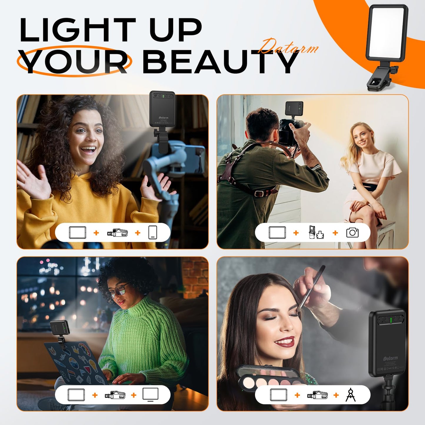 Rechargeable Soft Selfie Light for Phone, Camera, Laptop, 3000mAh Portable LED Light for Pictures, Phone Light Clip for Selfie, Vlog, TikTok, Makeup, Video Conference