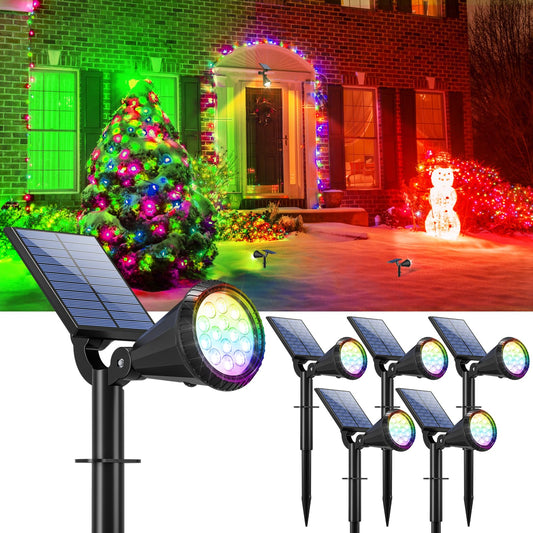 WELALO Solar Color Changing Spot Lights Outdoor Waterproof for Flag, [6 Pack/7 Modes] Multicolor Landscape Spotlights 180° Adjustable Solar Lights Outdoor for Halloween/Christmas Walkway Yard Garden