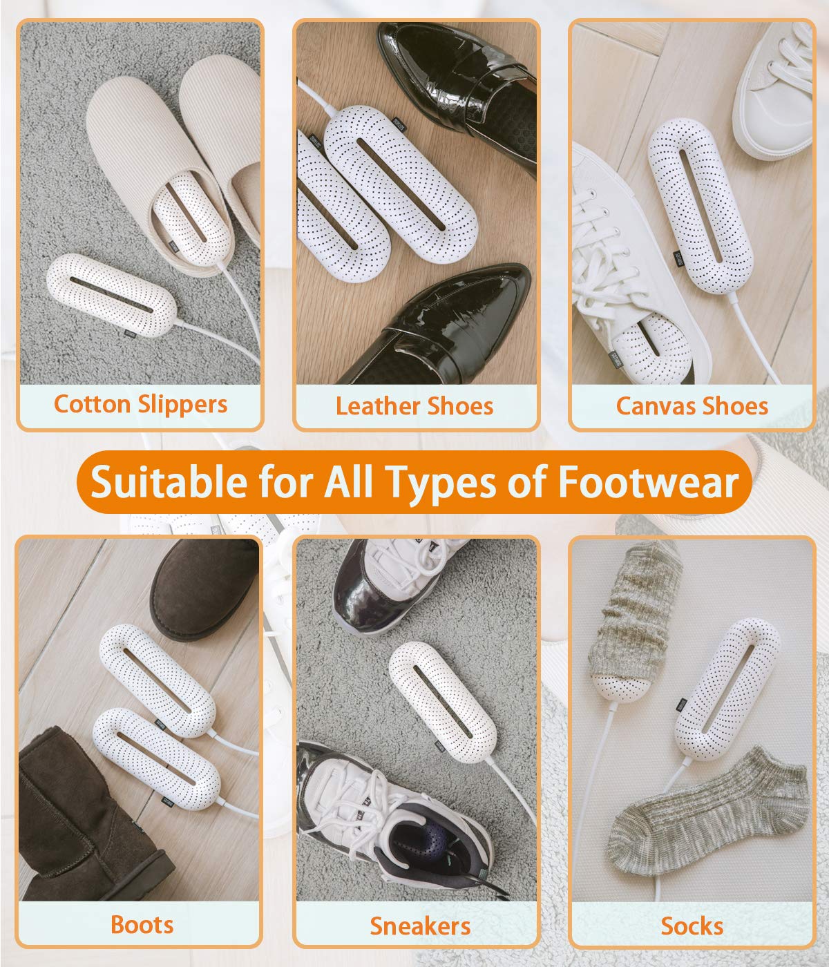 Snowpea Electric Shoe Dryer, Ski Boots Dryer, Shoe & Boot Warmer to Dry Sweaty Shoes & Eliminate Bad Odor, 3/6/9 Hours Timed Auto Self Off (Standard UK Plug)
