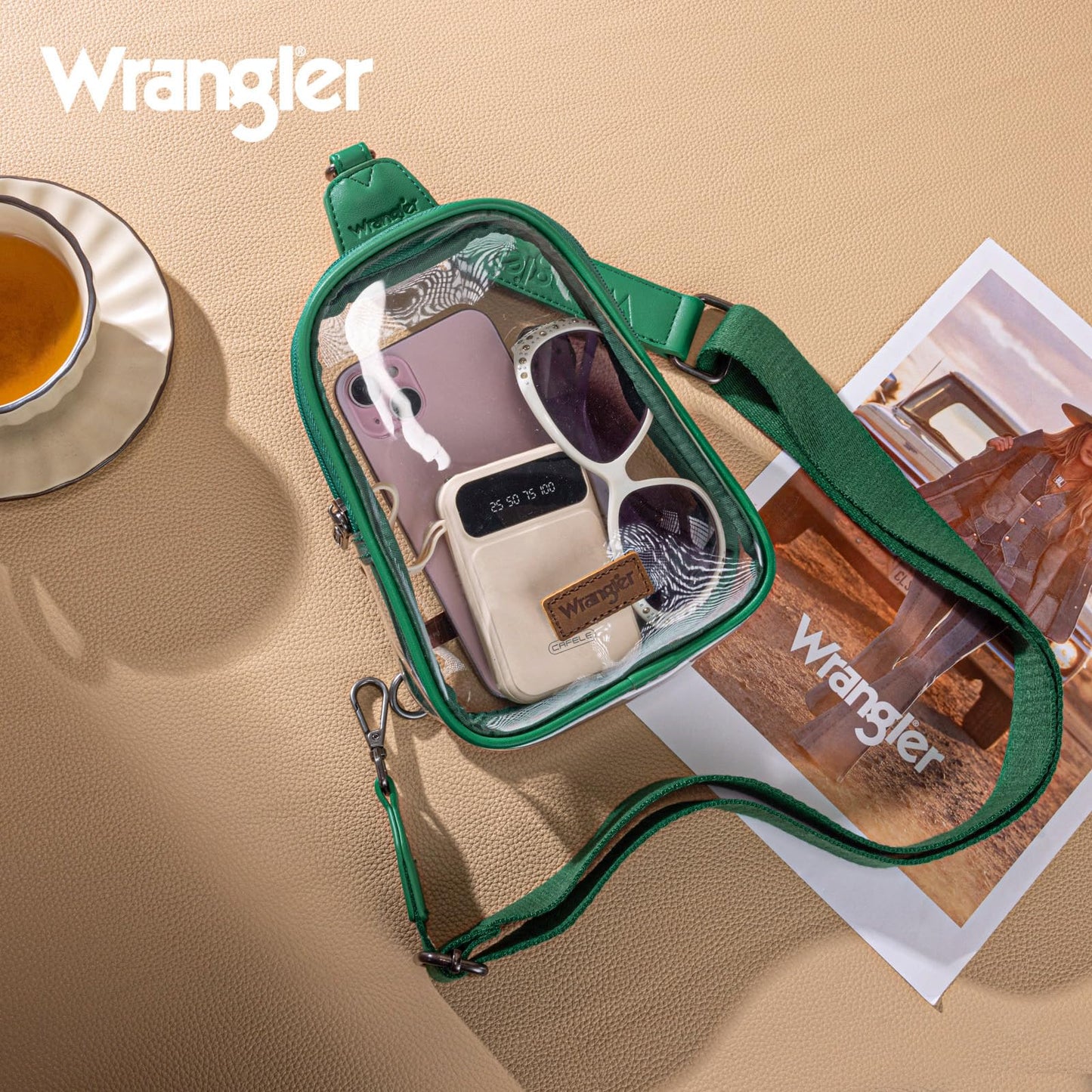 Wrangler Crossbody Clear Sling Bags for Women Stadium Approved Cross Body Purse for Sports Events Concerts