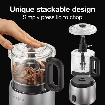 Proctor Silex Durable Electric Vegetable Chopper & Mini Food Processor for Chopping, Puree & Emulsify, 1.5 Cup, White
