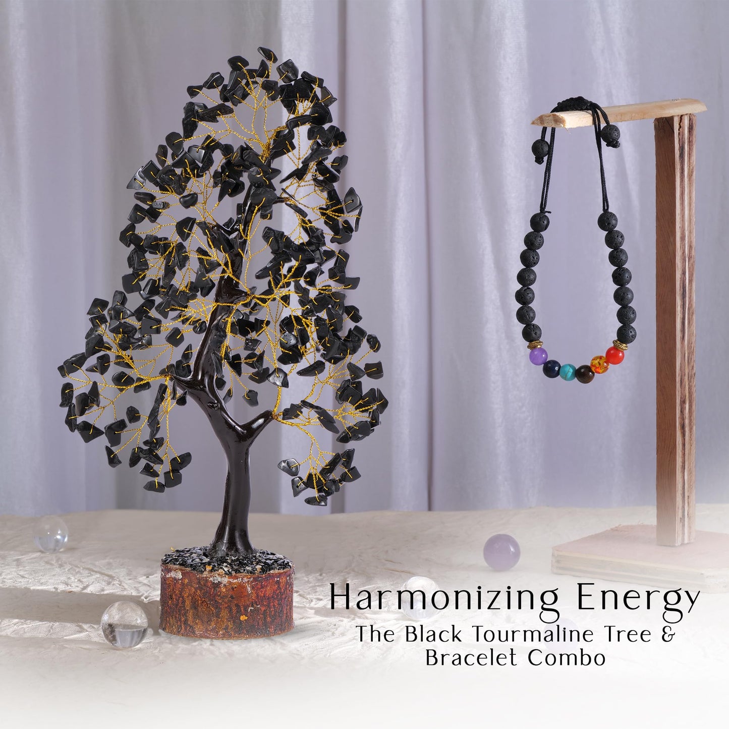 ABHISUBYA Crystal Tree, Tourmaline Tree - Artificial Bonsai, 10-12 inches, Chakra Decor, Home, Office Decor, Feng Shui Money Tree