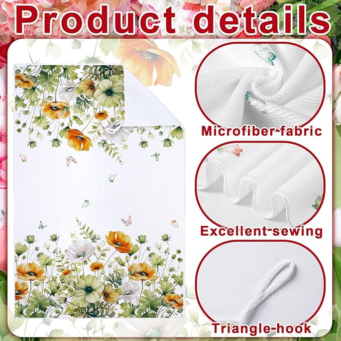 Geyoga 6 Pcs Spring Floral Kitchen Towels Flamingo Dish Hand Towels Sunflower