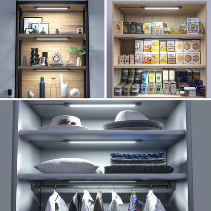WOBANE Under-Unit Light Kitchen LED Dimmable, Hand Motion Activated, Bright Light Strip with Sensor, 3 x 30 cm LED Kitchen Lighting Under-Unit, Cool White Base Cabinet Lighting for Shelves, Wardrobe