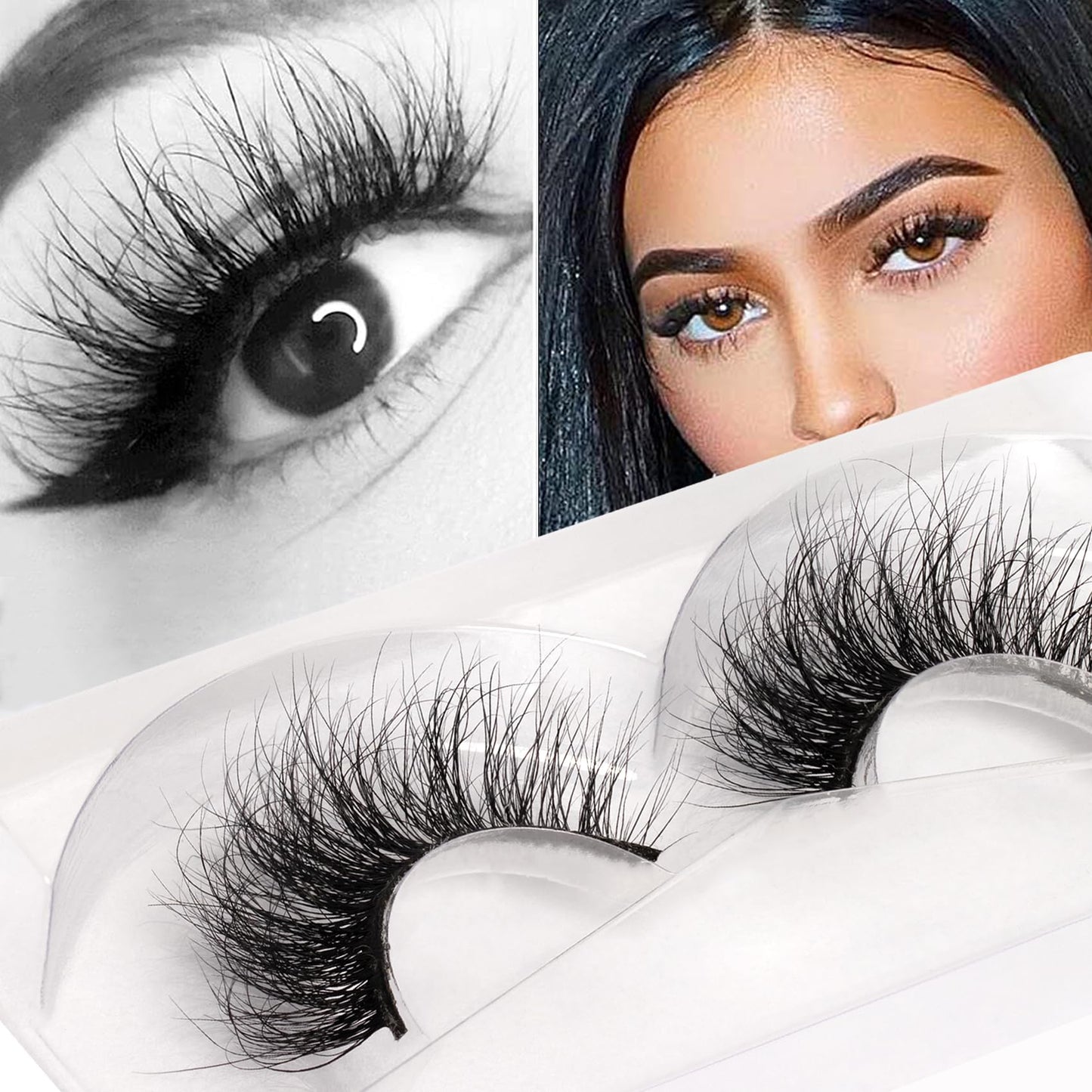 Veleasha Lashes 100% Real Mink 3D luxurious False Eyelashes Hand-made Natural Long Cross False Lashes for Makeup 1 Pair Pack (No.A11)
