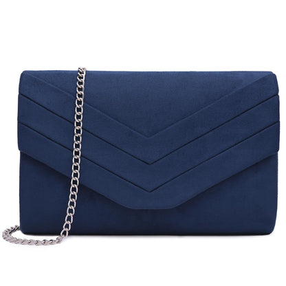 Milisente Clutch Bag for Women, Suede Clutch Bags for Wedding Shoulder Crossbody Evening Bag (Navy)