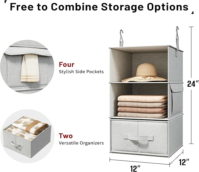 Vailando 3-Shelf Hanging Closet Organizer, Baby Clothes Storage and Organization