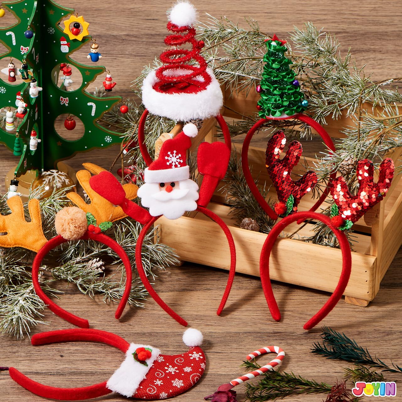 JOYIN 8 PCS Christmas Headbands Head Hat Toppers Costume Accessories for Kids Girls Boys Christmas Parties Xmas Holiday Party Favors Photo Booth